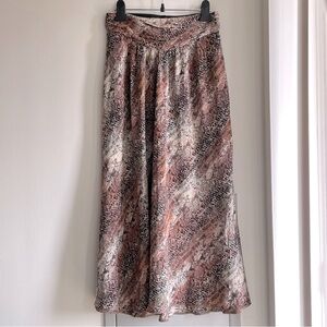 ARITZIA WILFRED Snake Print 100% Silk Maxi Skirt in Brown and Cream